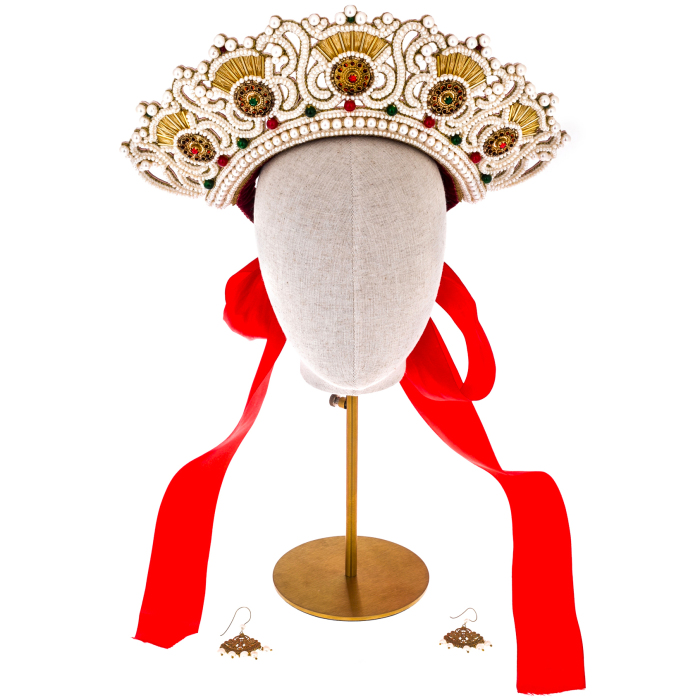 Exclusive author's work "Velsky wedding crown, XIX century" with earrings